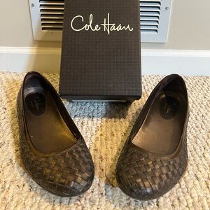 Cole Haan Air Bria Woven Ballet Shoes - Dark Brown Metallic - 9.5B